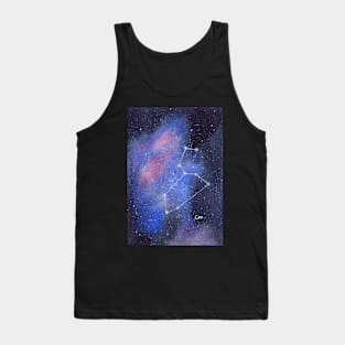 Zodiac Sign Leo Star Constellation with Galaxy Background Tank Top